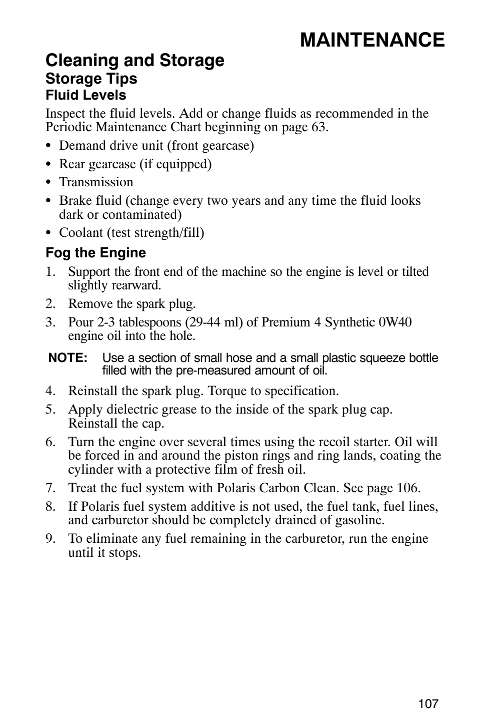 Maintenance, Cleaning and storage | Polaris MV700 User Manual | Page 110 / 131