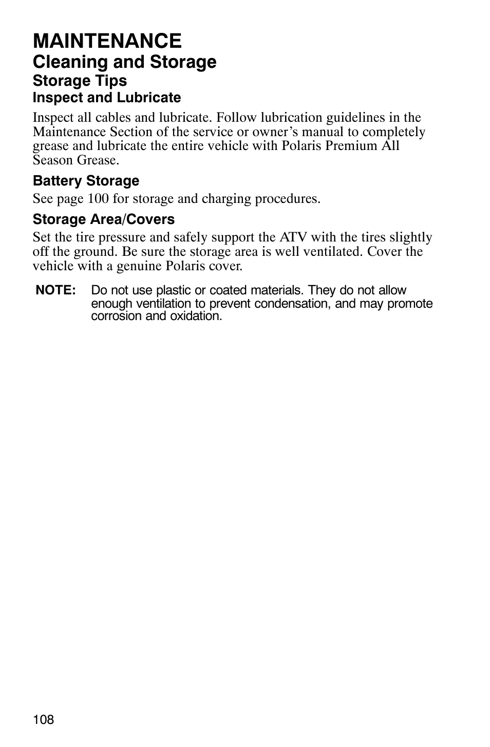 Maintenance, Cleaning and storage | Polaris MV700 User Manual | Page 111 / 131