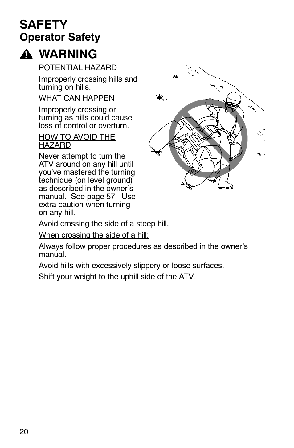 Safety, Warning, Operator safety | Polaris MV700 User Manual | Page 23 / 131