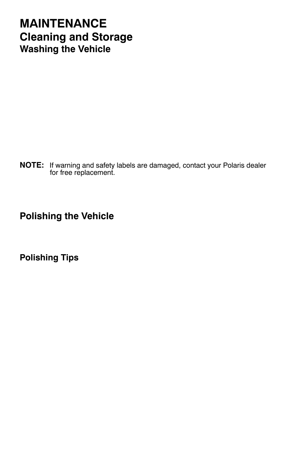 Maintenance, Cleaning and storage | Polaris Sportsman 9921169 User Manual | Page 114 / 137