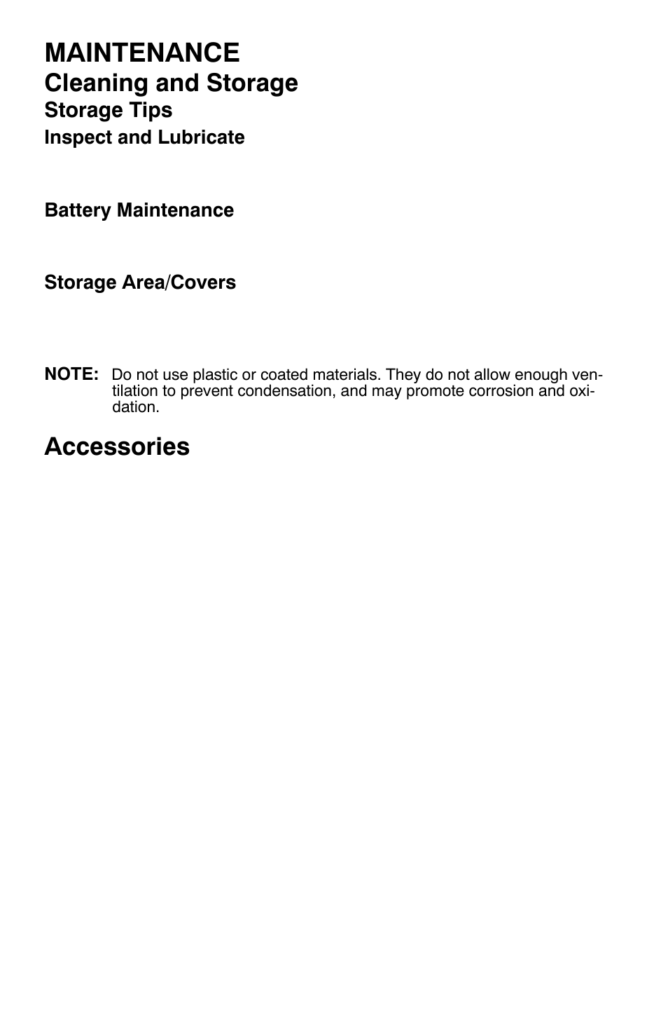 Maintenance, Cleaning and storage, Accessories | Polaris Sportsman 9921169 User Manual | Page 118 / 137
