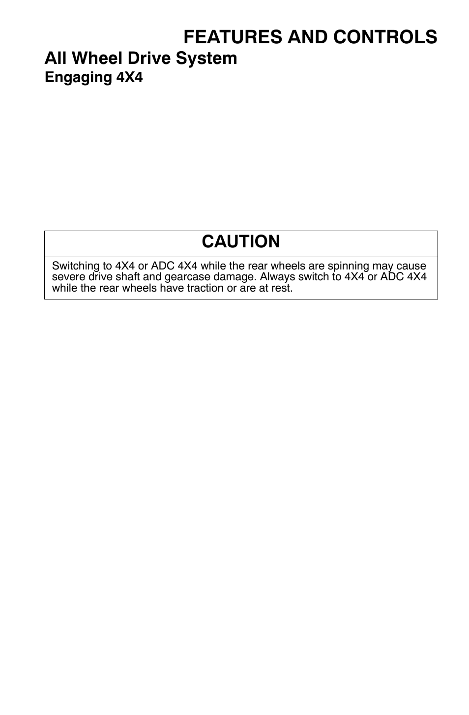 Features and controls, All wheel drive system, Caution | Polaris Sportsman 9921169 User Manual | Page 43 / 137