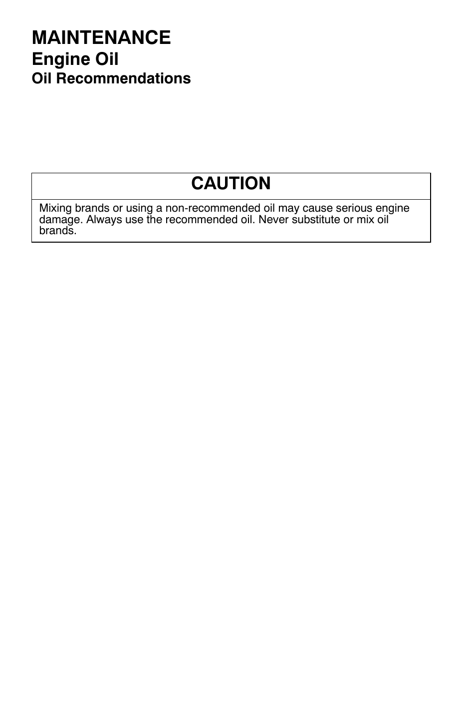 Maintenance, Engine oil, Caution | Polaris Sportsman 9921169 User Manual | Page 78 / 137