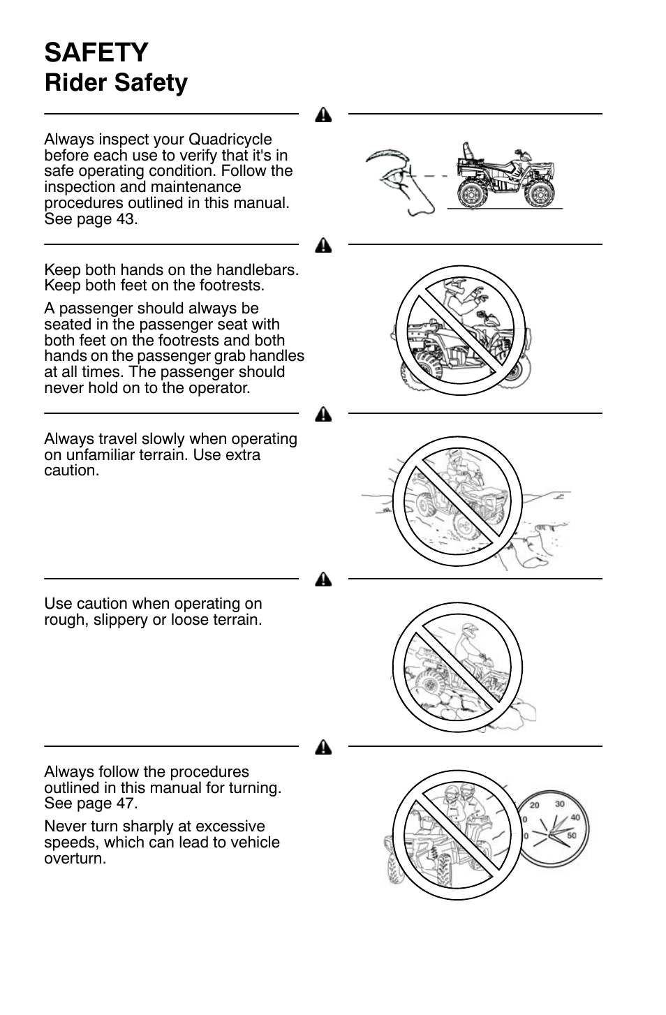 Safety, Rider safety | Polaris Sportsman 9921454 User Manual | Page 10 / 129