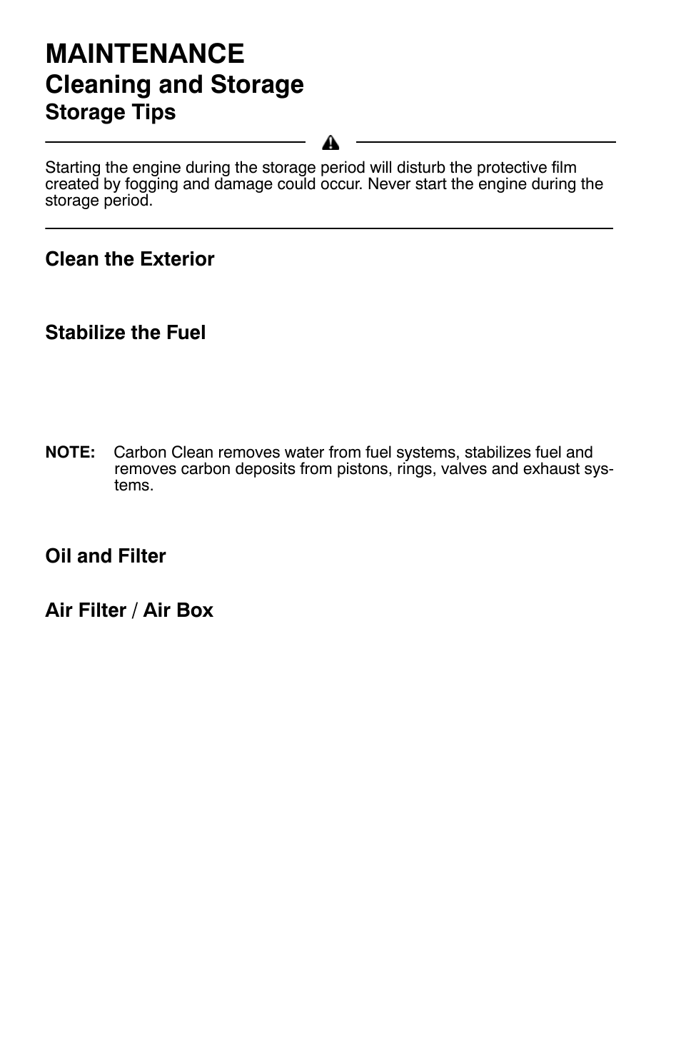 Maintenance, Cleaning and storage, Storage tips | Polaris Sportsman 9921454 User Manual | Page 114 / 129