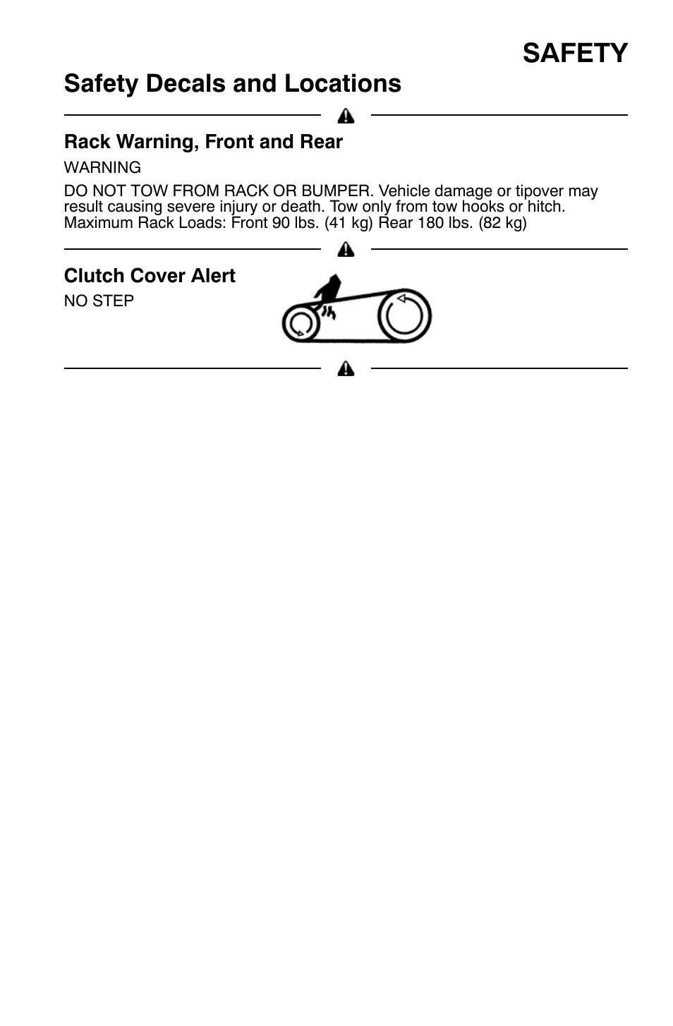 Safety, Safety decals and locations | Polaris Sportsman 9921454 User Manual | Page 17 / 129