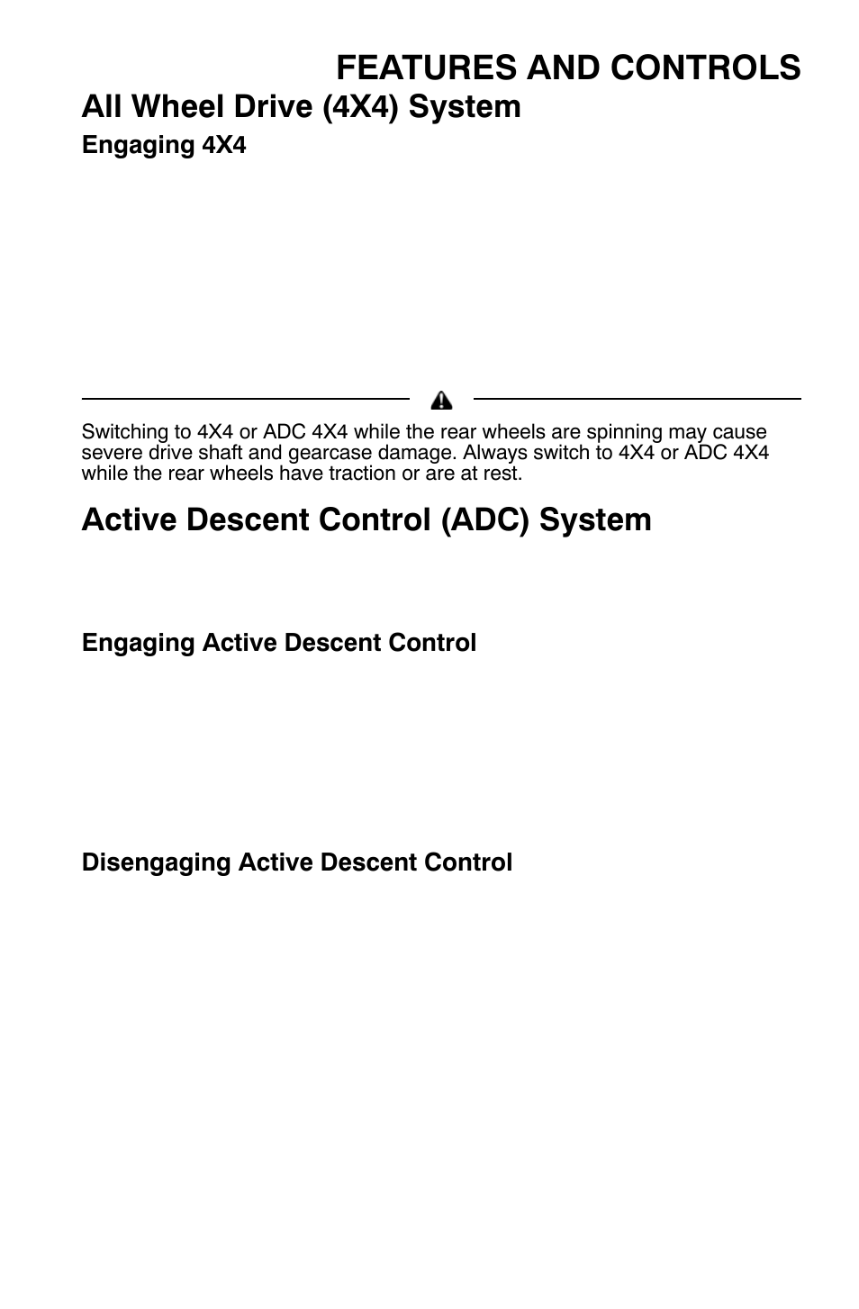 Features and controls, All wheel drive (4x4) system, Active descent control (adc) system | Polaris Sportsman 9921454 User Manual | Page 31 / 129
