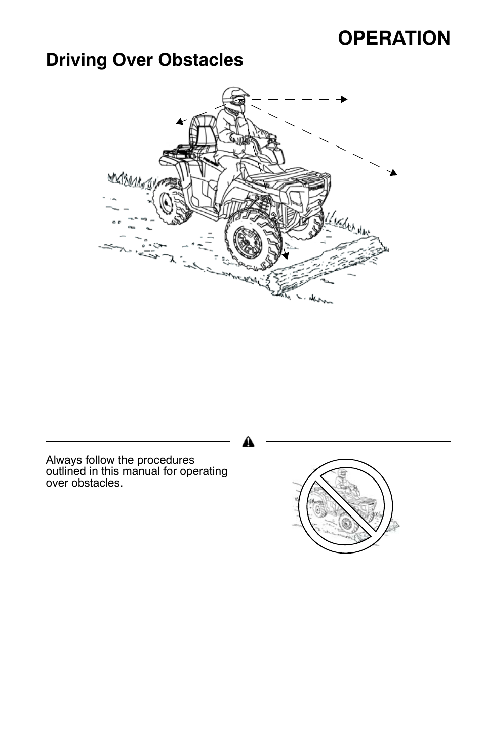 Operation, Driving over obstacles | Polaris Sportsman 9921454 User Manual | Page 59 / 129