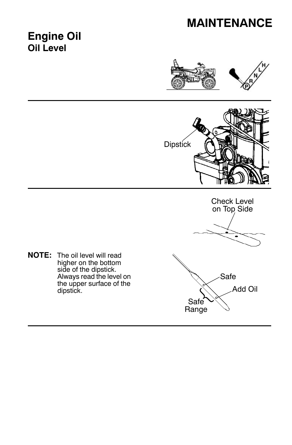 Maintenance, Engine oil | Polaris Sportsman 9921454 User Manual | Page 71 / 129