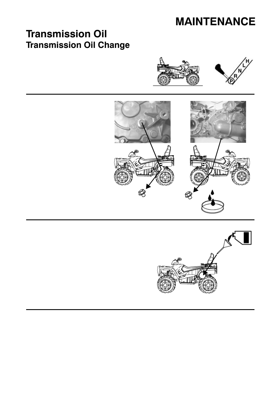 Maintenance, Transmission oil | Polaris Sportsman 9921454 User Manual | Page 75 / 129