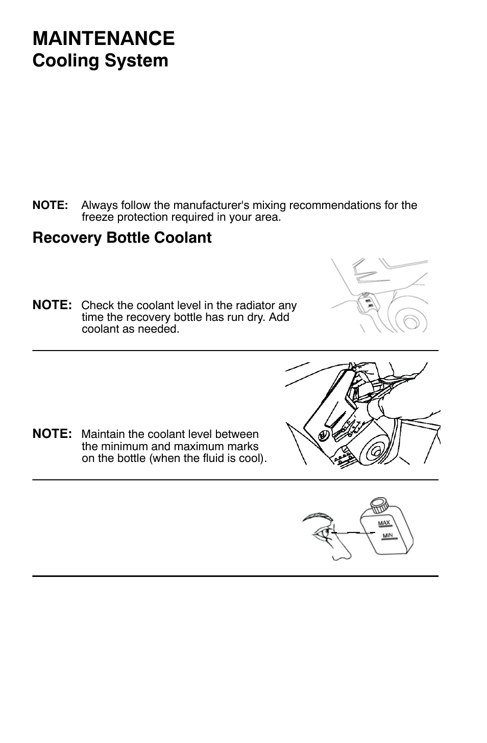 Maintenance, Cooling system, Recovery bottle coolant | Polaris Sportsman 9921454 User Manual | Page 80 / 129