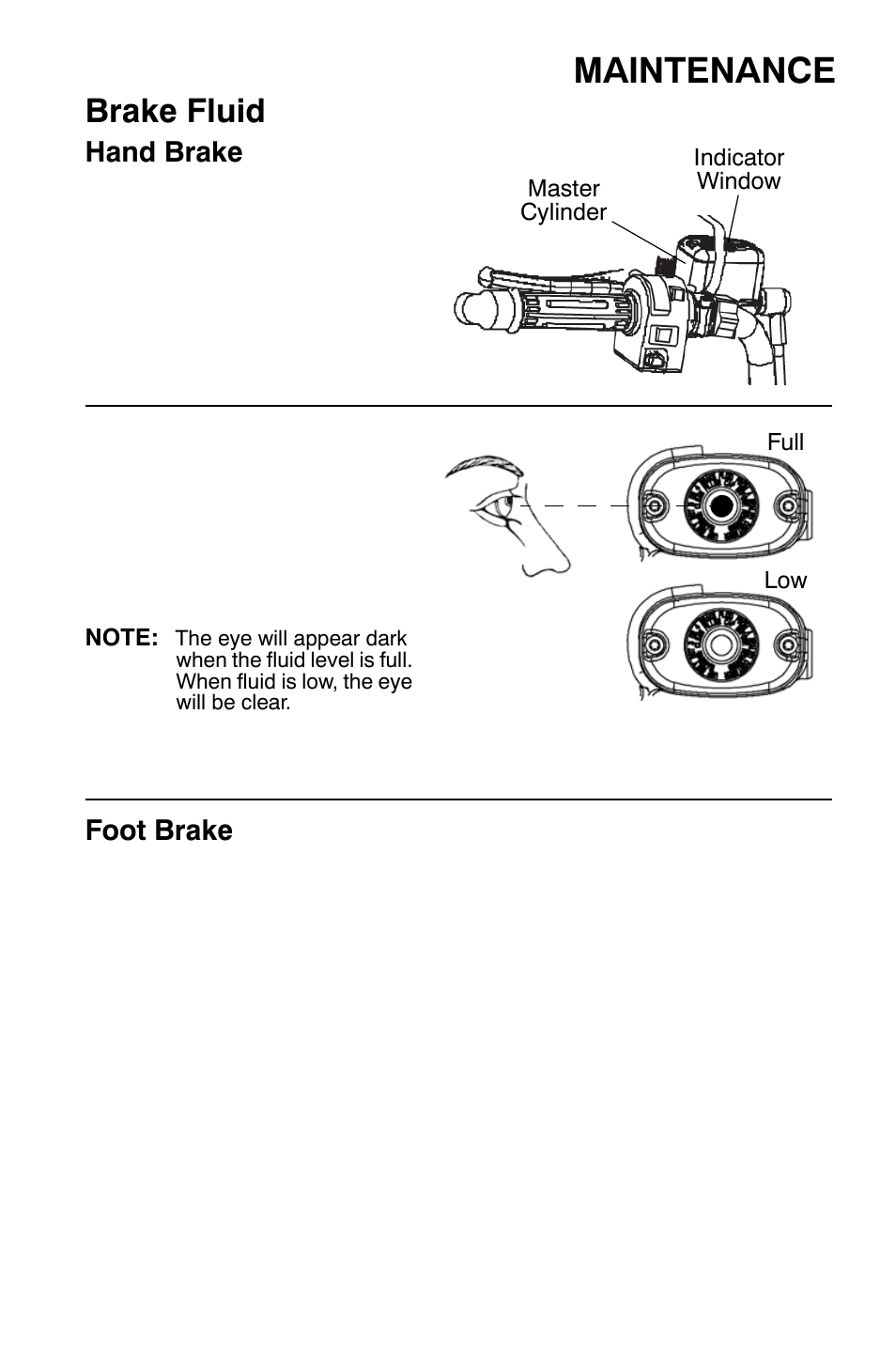 Maintenance, Brake fluid, Hand brake | Foot brake | Polaris Sportsman 9921454 User Manual | Page 83 / 129