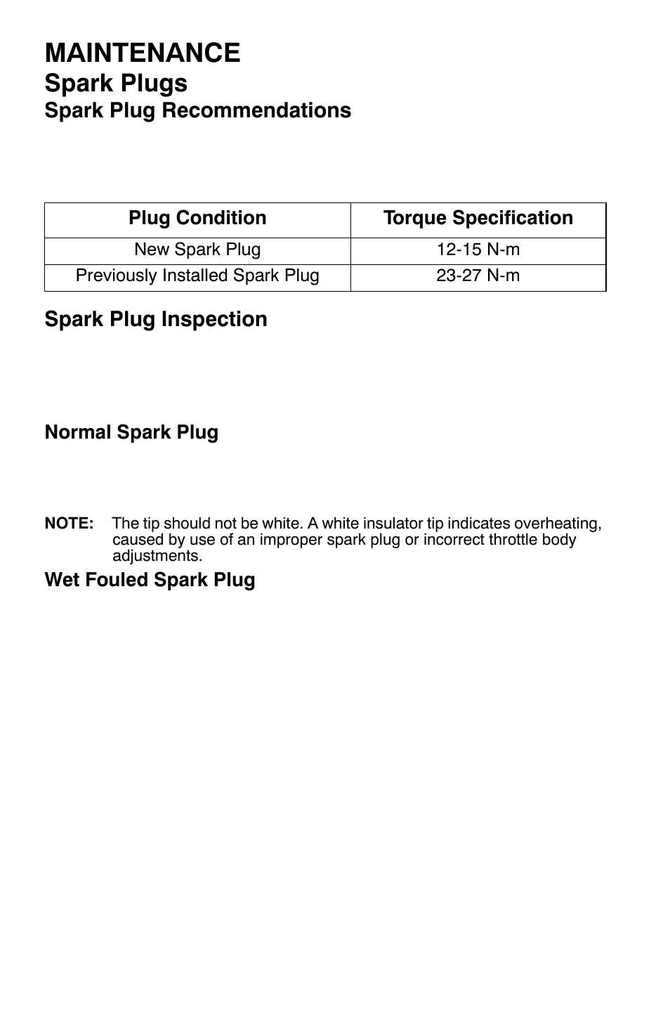Maintenance, Spark plugs | Polaris Sportsman 9921454 User Manual | Page 98 / 129