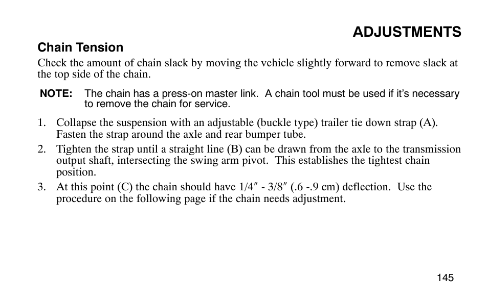 Adjustments | Polaris 9920183 User Manual | Page 148 / 189