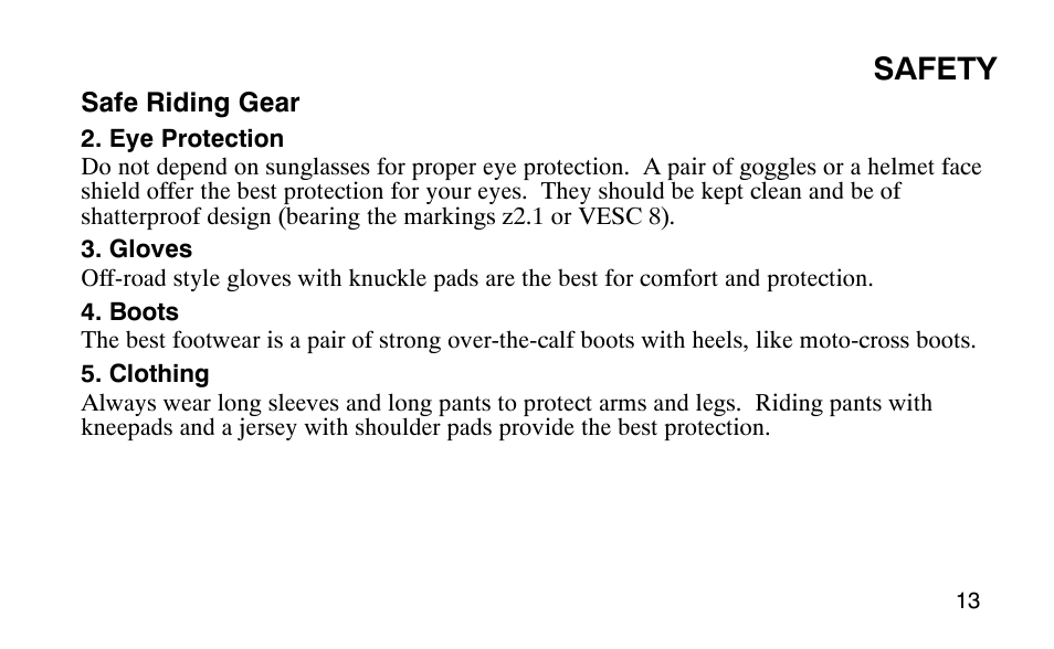 Safety | Polaris 9920183 User Manual | Page 16 / 189