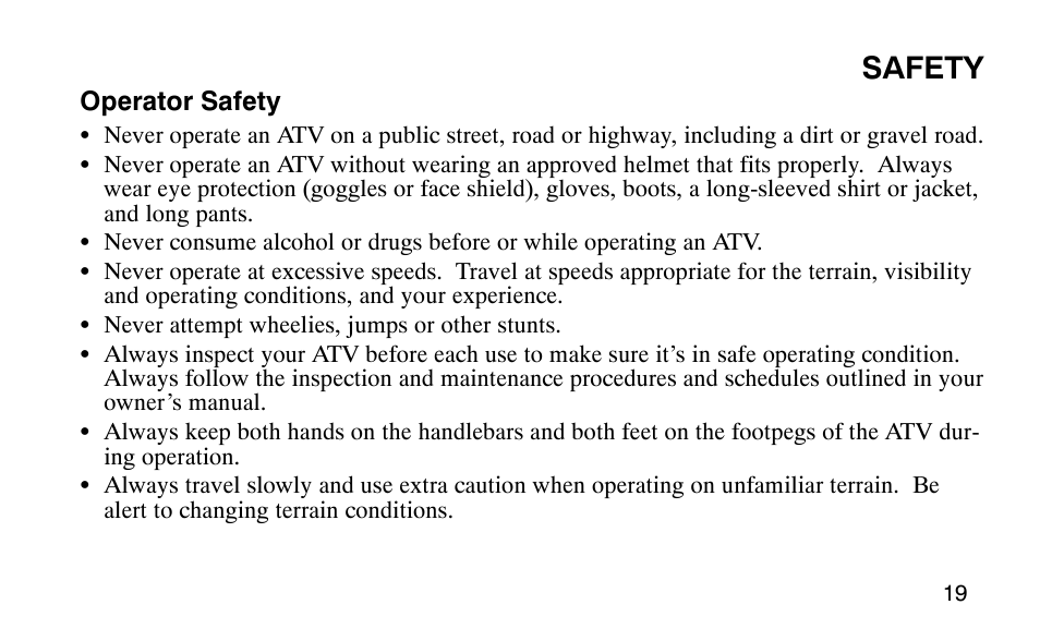 Safety | Polaris 9920183 User Manual | Page 22 / 189