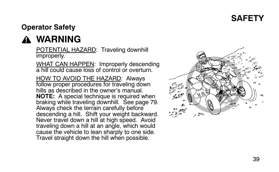 Warning, Safety | Polaris 9920183 User Manual | Page 42 / 189