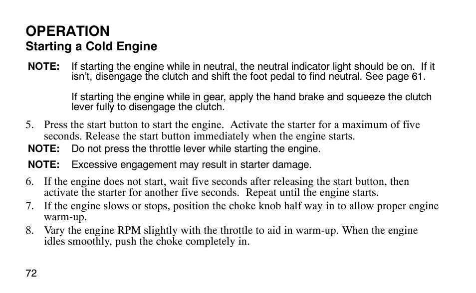 Operation | Polaris 9920183 User Manual | Page 75 / 189