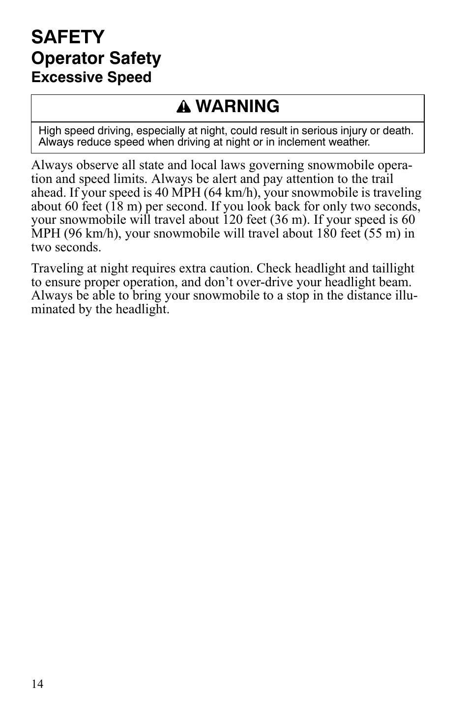 Safety, Operator safety, Warning | Polaris IQ Turbo LX User Manual | Page 17 / 174