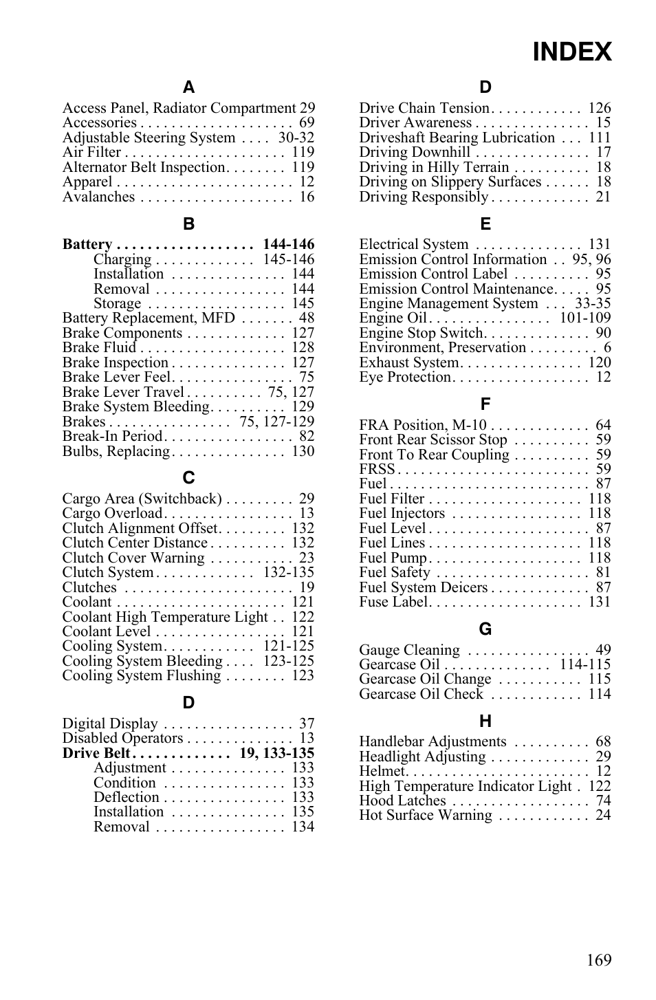 Index | Polaris IQ Turbo LX User Manual | Page 172 / 174