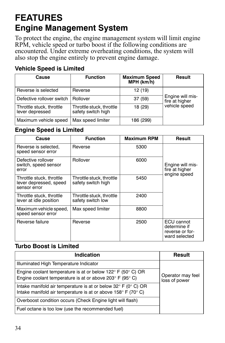 Features, Engine management system | Polaris IQ Turbo LX User Manual | Page 37 / 174