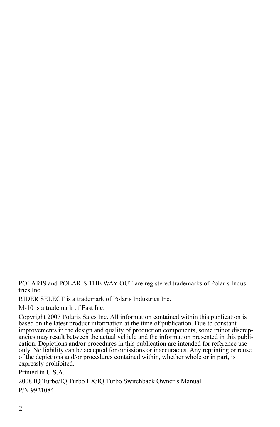 Polaris IQ Turbo LX User Manual | Page 5 / 174