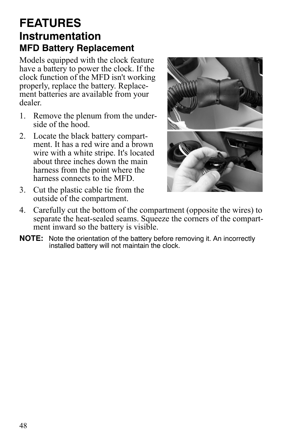 Features, Instrumentation | Polaris IQ Turbo LX User Manual | Page 51 / 174