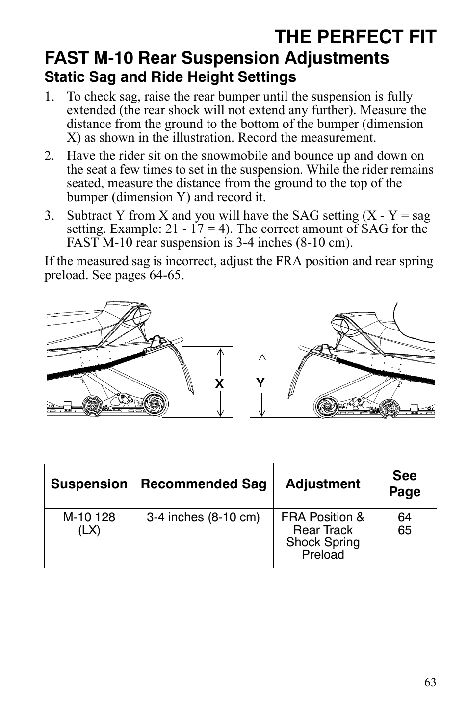 The perfect fit, Fast m-10 rear suspension adjustments | Polaris IQ Turbo LX User Manual | Page 66 / 174