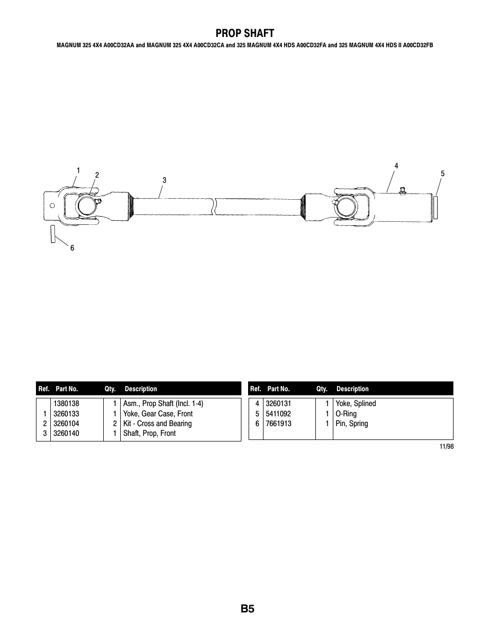 B5 prop shaft | Polaris MAGNUM 325 4X4 A00CD32AA User Manual | Page 19 / 59