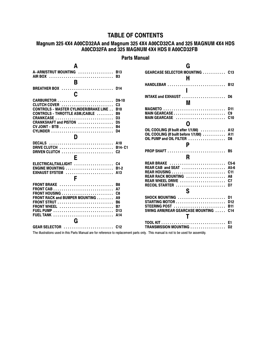 Polaris MAGNUM 325 4X4 A00CD32AA User Manual | Page 2 / 59