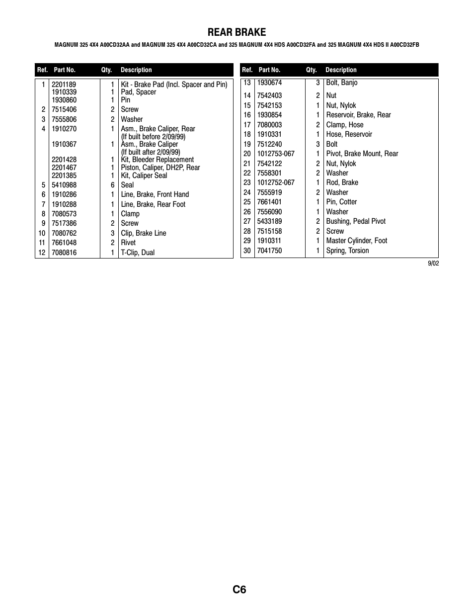 C6 rear brake | Polaris MAGNUM 325 4X4 A00CD32AA User Manual | Page 34 / 59