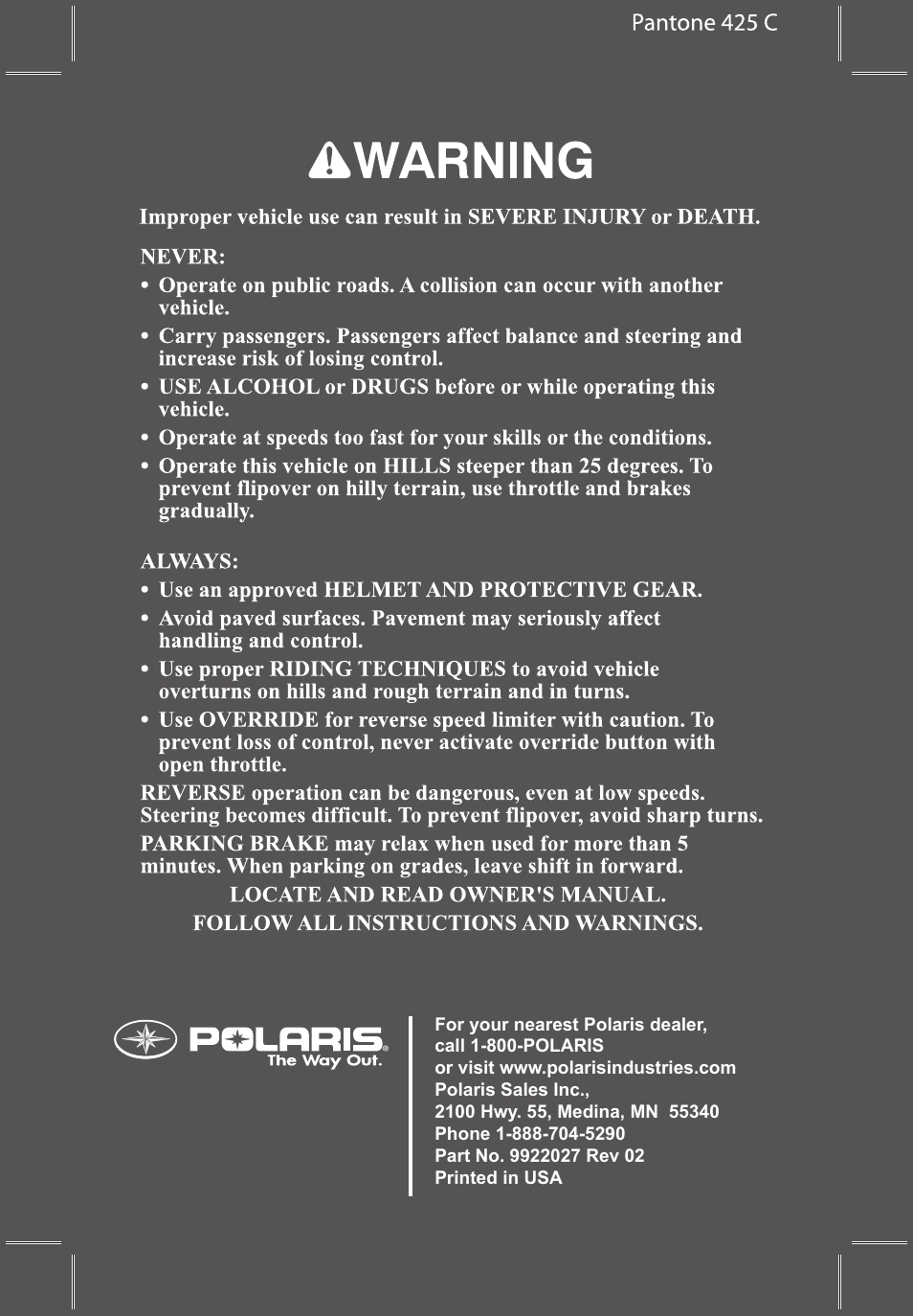 Polaris Sportsman 800 Big Boss User Manual | Page 2 / 136