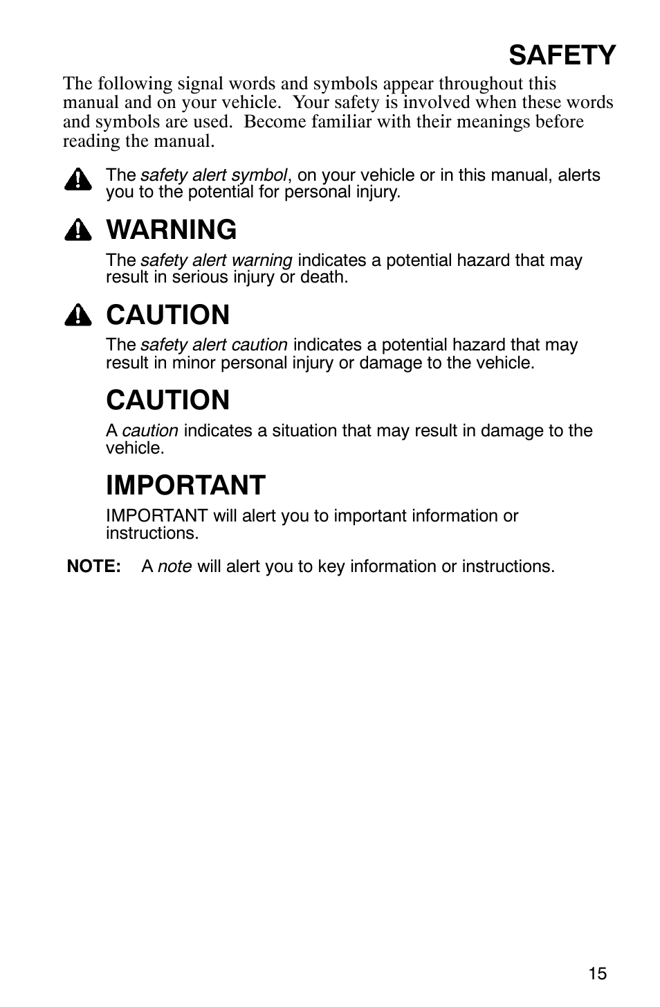 Safety, Warning, Caution | Important | Polaris 120 User Manual | Page 18 / 99