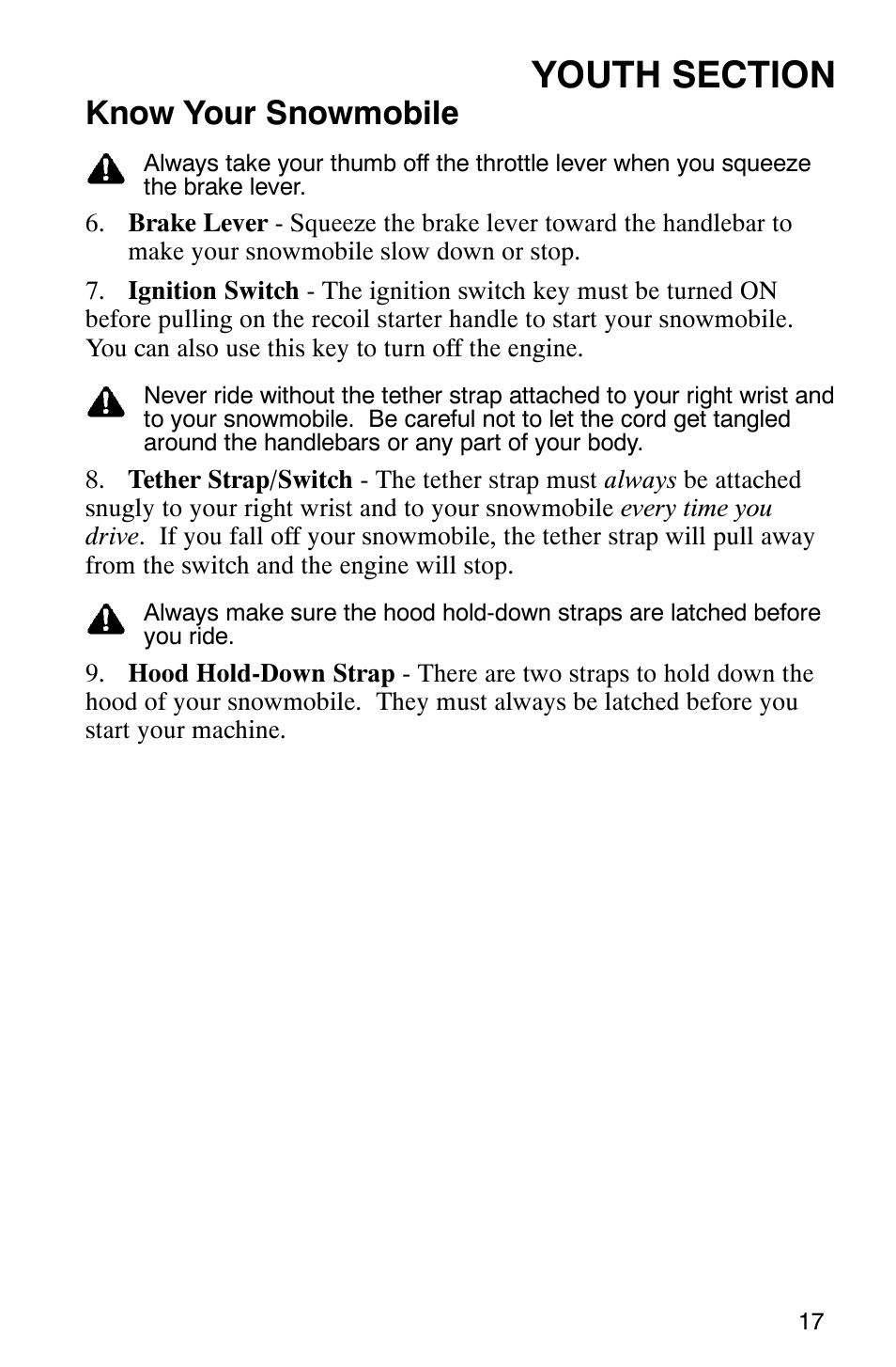 Know your snowmobile | Polaris 120 User Manual | Page 20 / 99