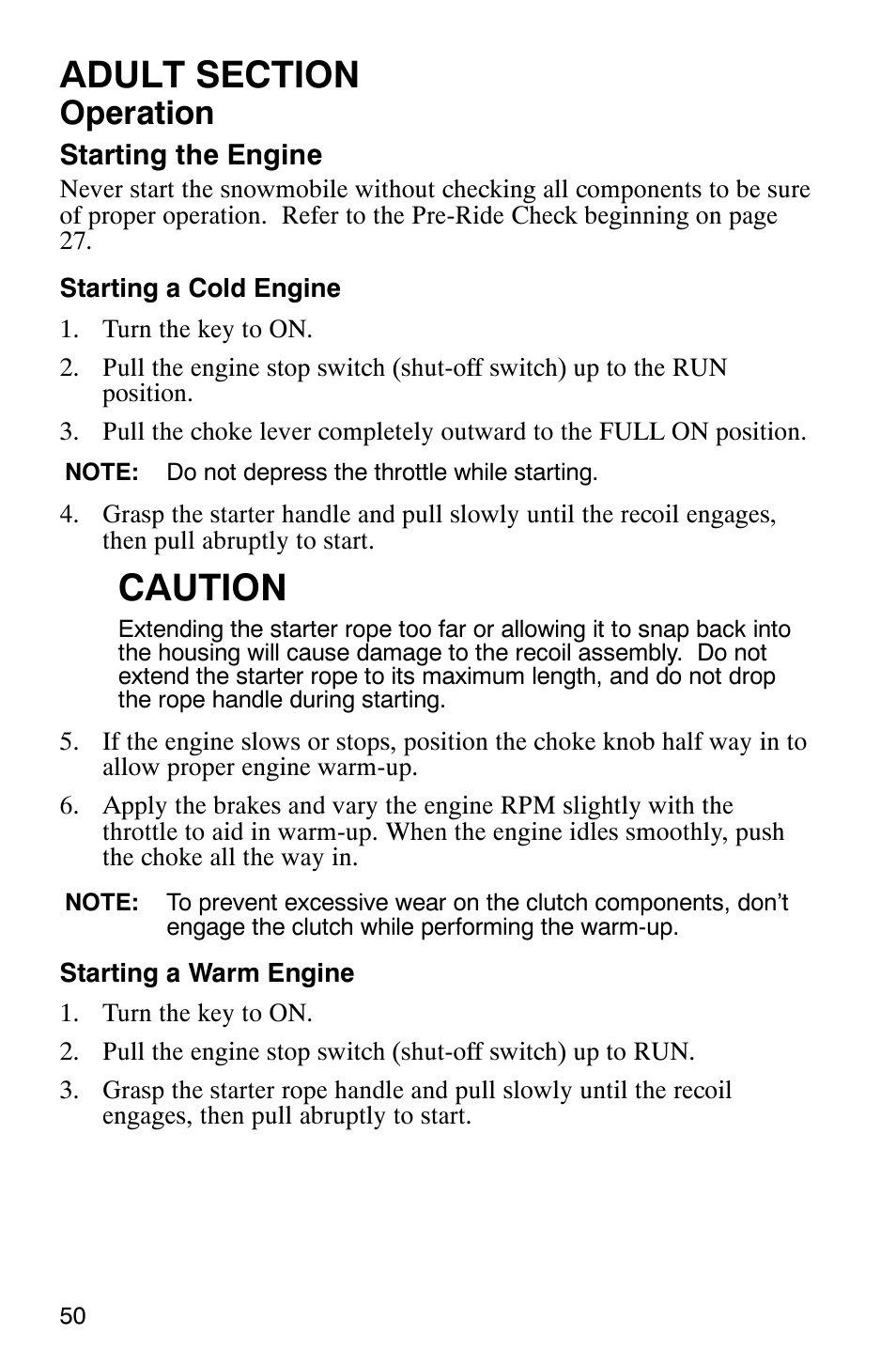 Caution, Operation | Polaris 120 User Manual | Page 53 / 99