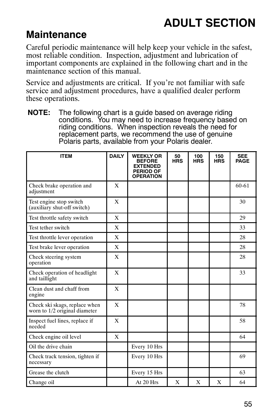 Maintenance | Polaris 120 User Manual | Page 58 / 99