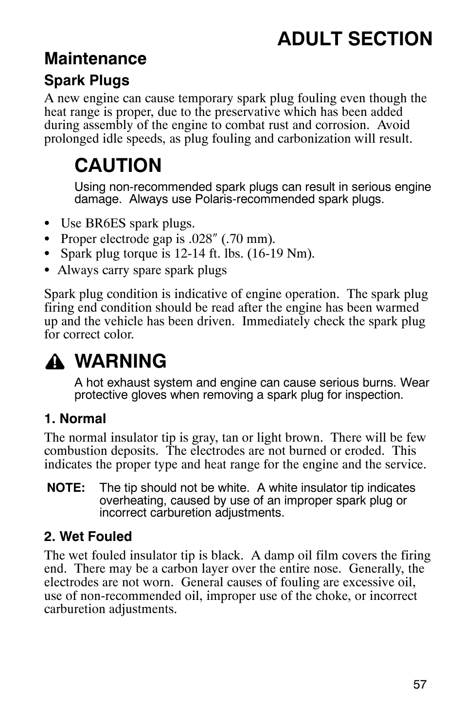 Caution, Warning, Maintenance | Polaris 120 User Manual | Page 60 / 99