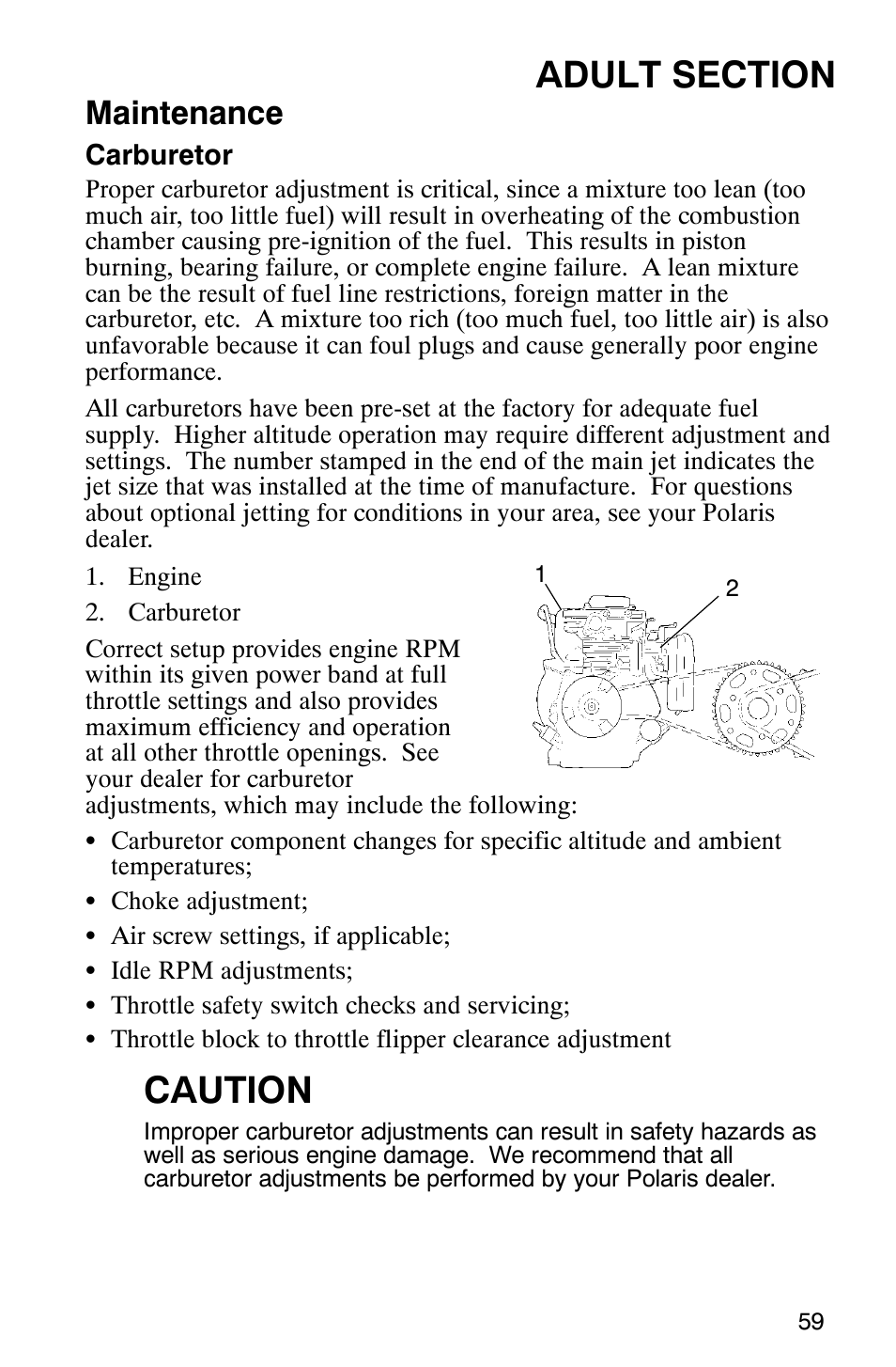 Caution, Maintenance | Polaris 120 User Manual | Page 62 / 99