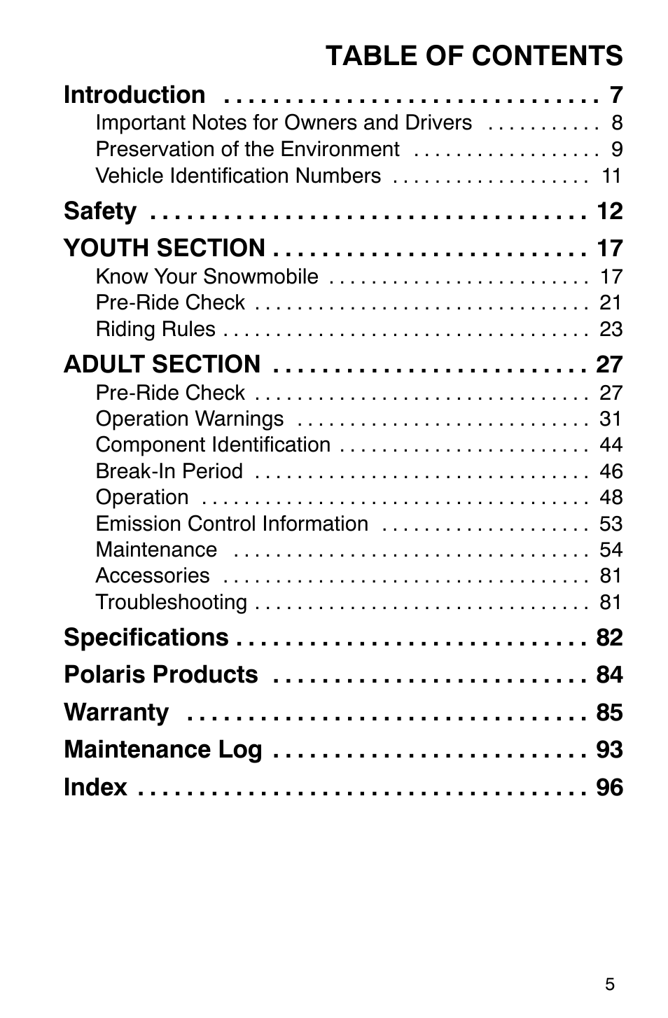 Polaris 120 User Manual | Page 8 / 99