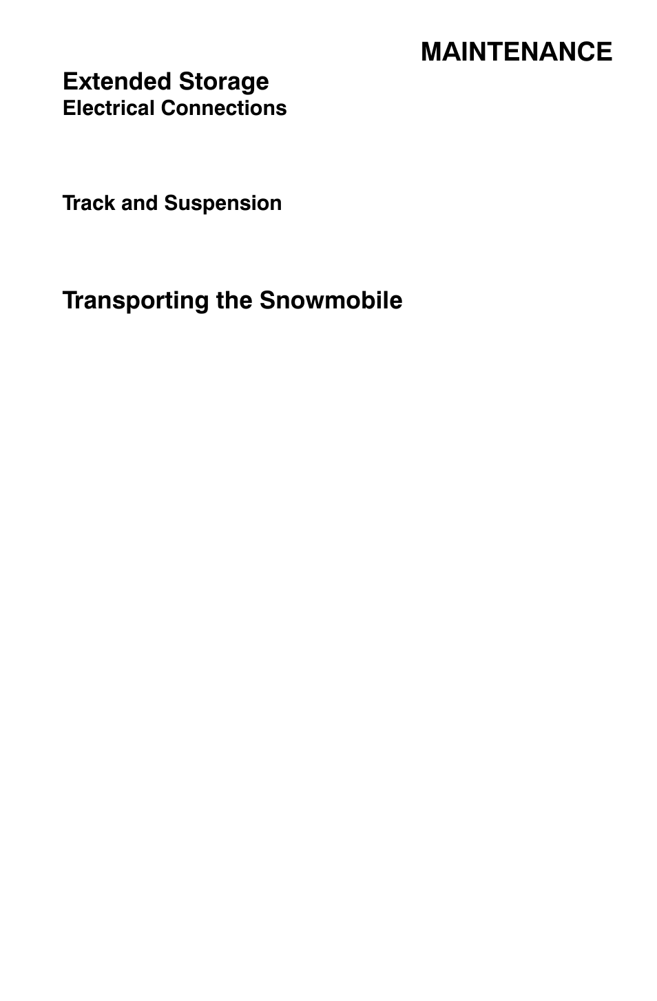 Maintenance, Extended storage, Transporting the snowmobile | Polaris 700 Dragon RMK User Manual | Page 114 / 135