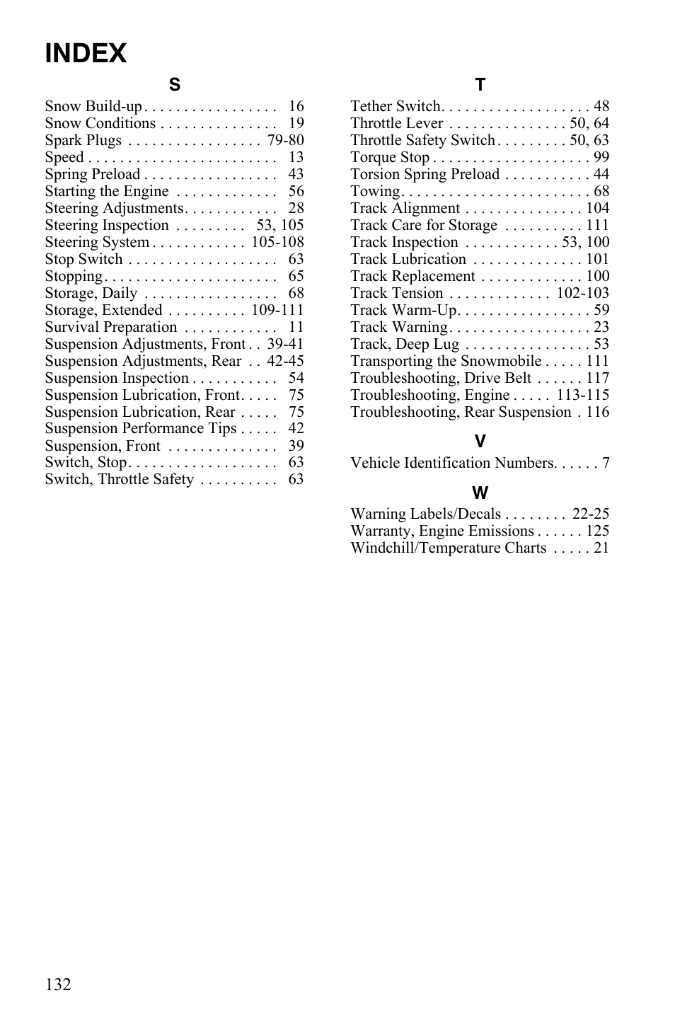 Index | Polaris 700 Dragon RMK User Manual | Page 135 / 135