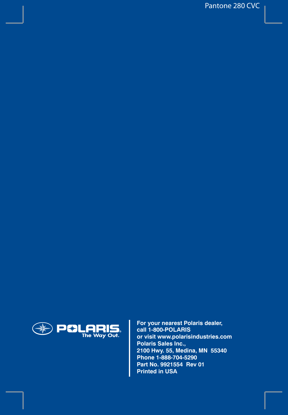 Pantone 280 cvc | Polaris 700 Dragon RMK User Manual | Page 2 / 135