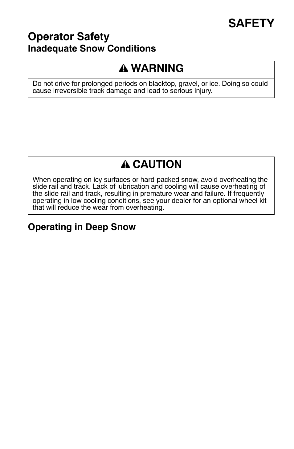 Safety, Operator safety, Warning | Caution | Polaris 700 Dragon RMK User Manual | Page 22 / 135