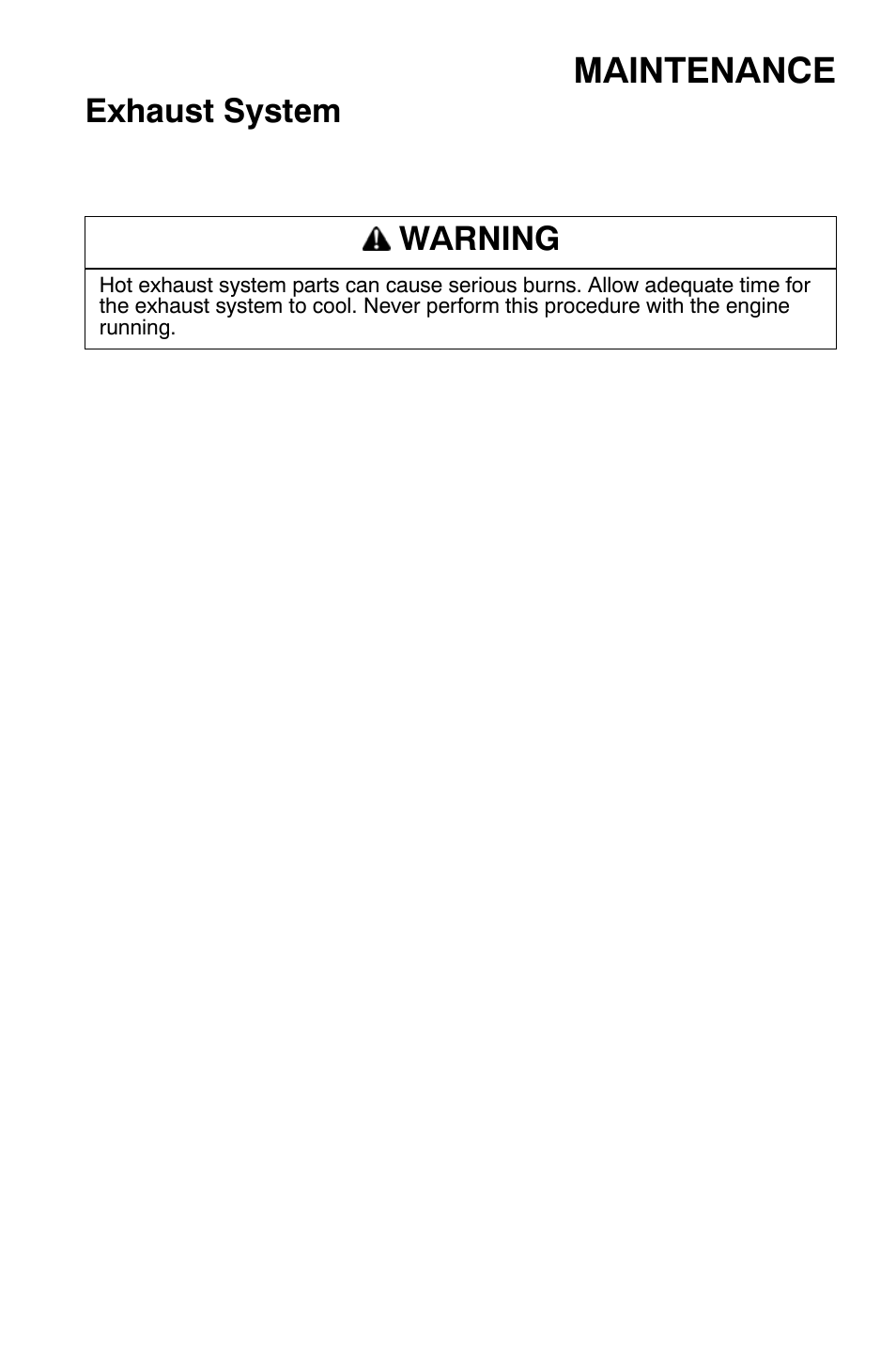 Maintenance, Exhaust system, Warning | Polaris 700 Dragon RMK User Manual | Page 88 / 135
