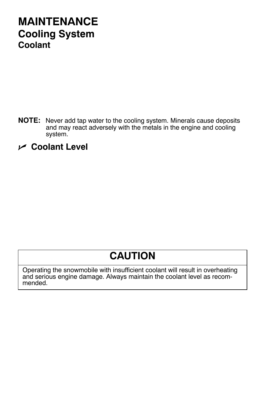 Maintenance, Cooling system, Caution | Polaris 700 Dragon RMK User Manual | Page 89 / 135