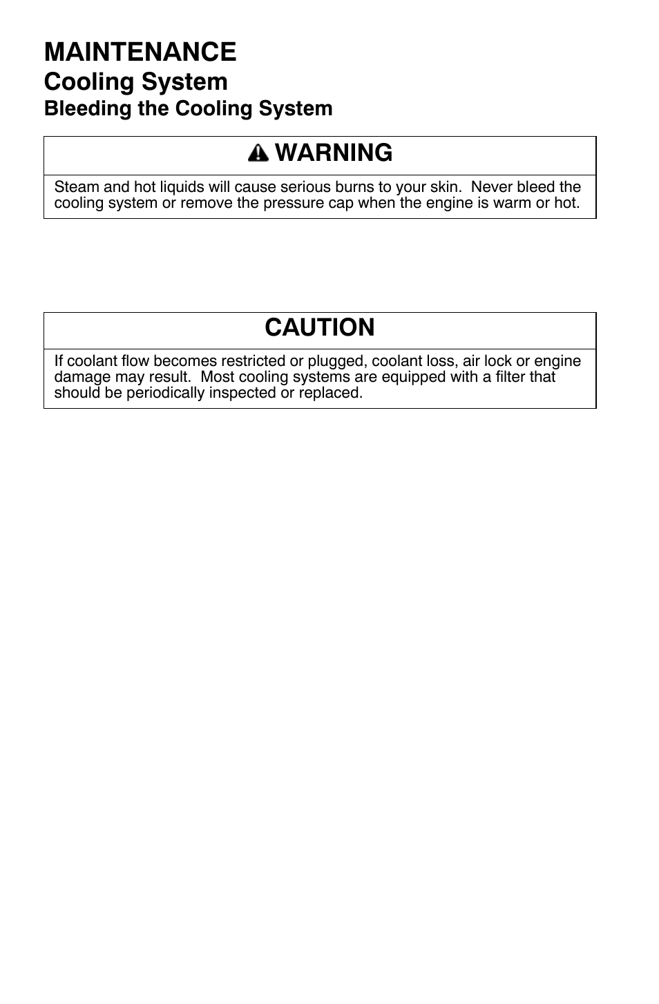 Maintenance, Cooling system, Warning | Caution | Polaris 700 Dragon RMK User Manual | Page 91 / 135