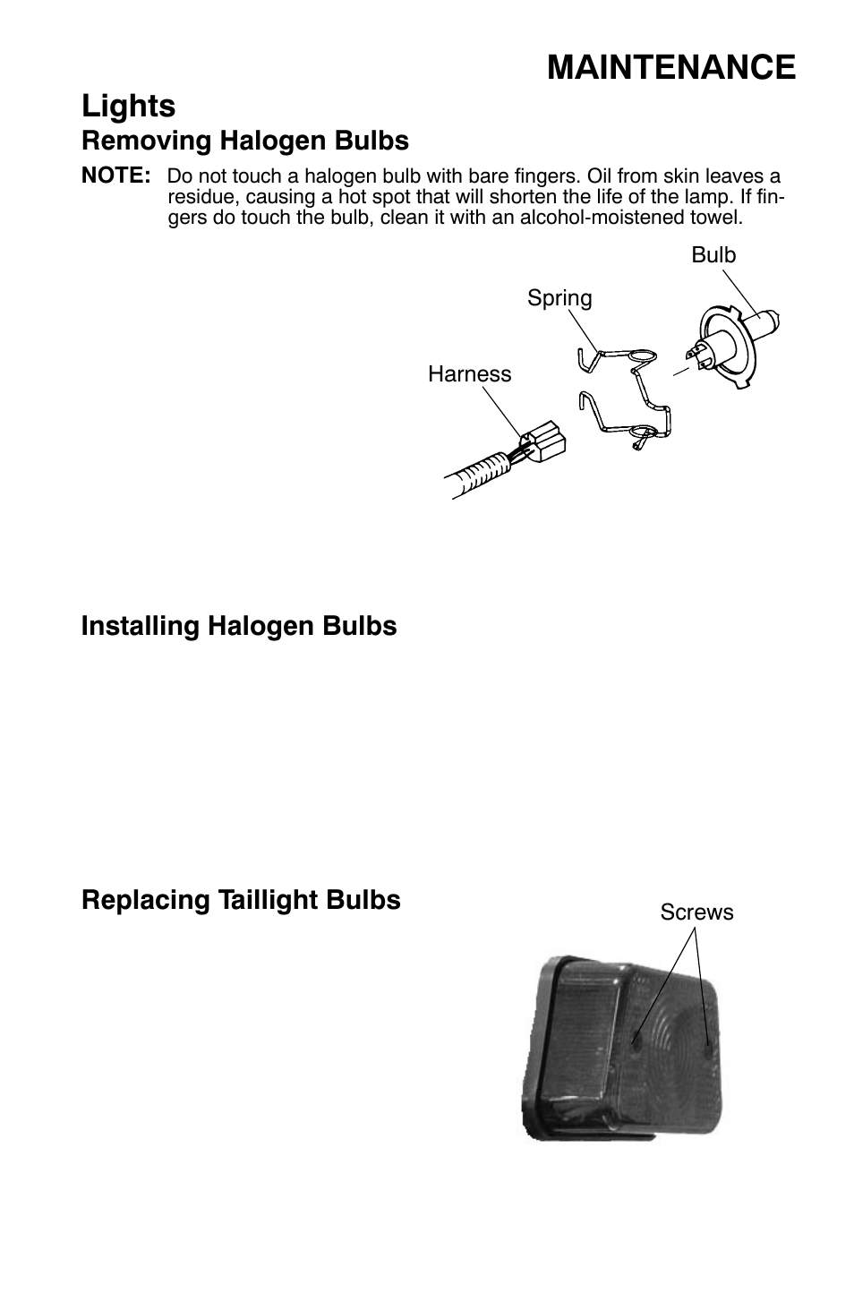 Maintenance, Lights | Polaris 700 Dragon RMK User Manual | Page 98 / 135