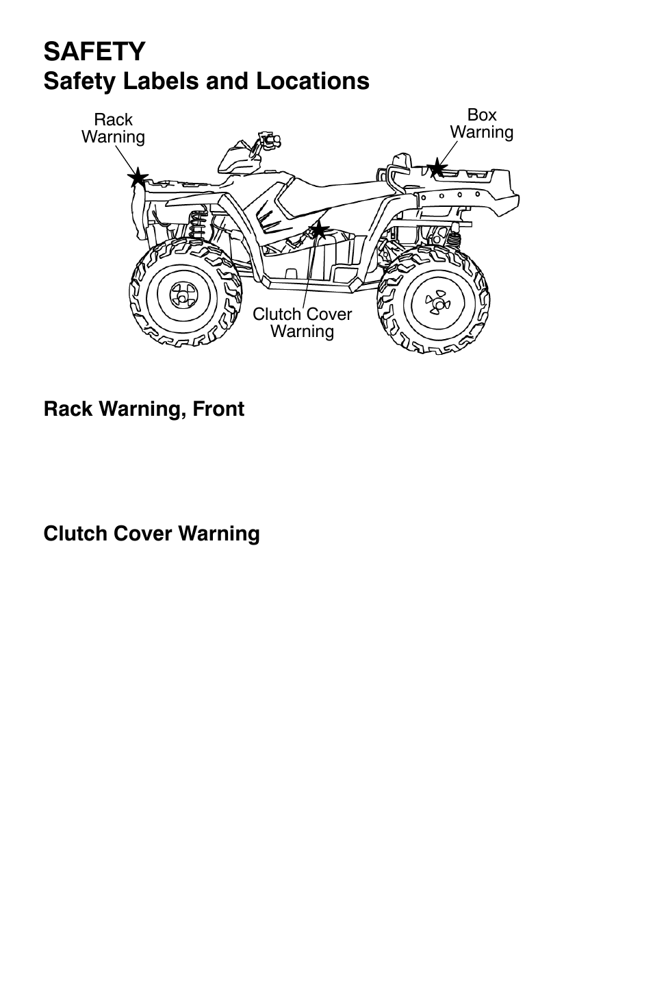 Safety, Safety labels and locations | Polaris Sportsman 800 X2 User Manual | Page 29 / 148