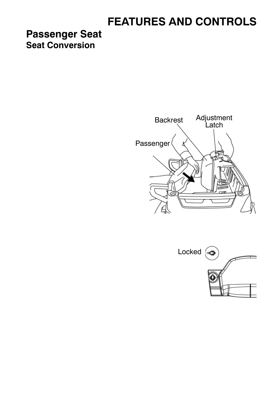 Features and controls, Passenger seat | Polaris Sportsman 800 X2 User Manual | Page 44 / 148