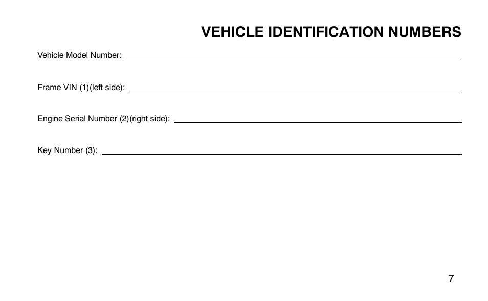 Vehicle identification numbers | Polaris Outlaw User Manual | Page 10 / 200